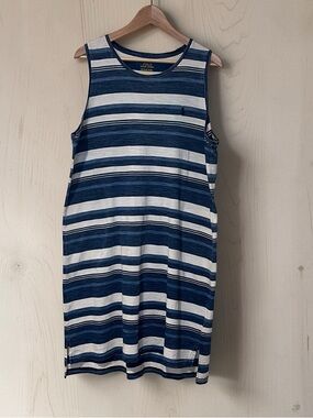 Polo Ralph Lauren Navy White Striped Tank Dress Cotton Preppy Summer Nautical